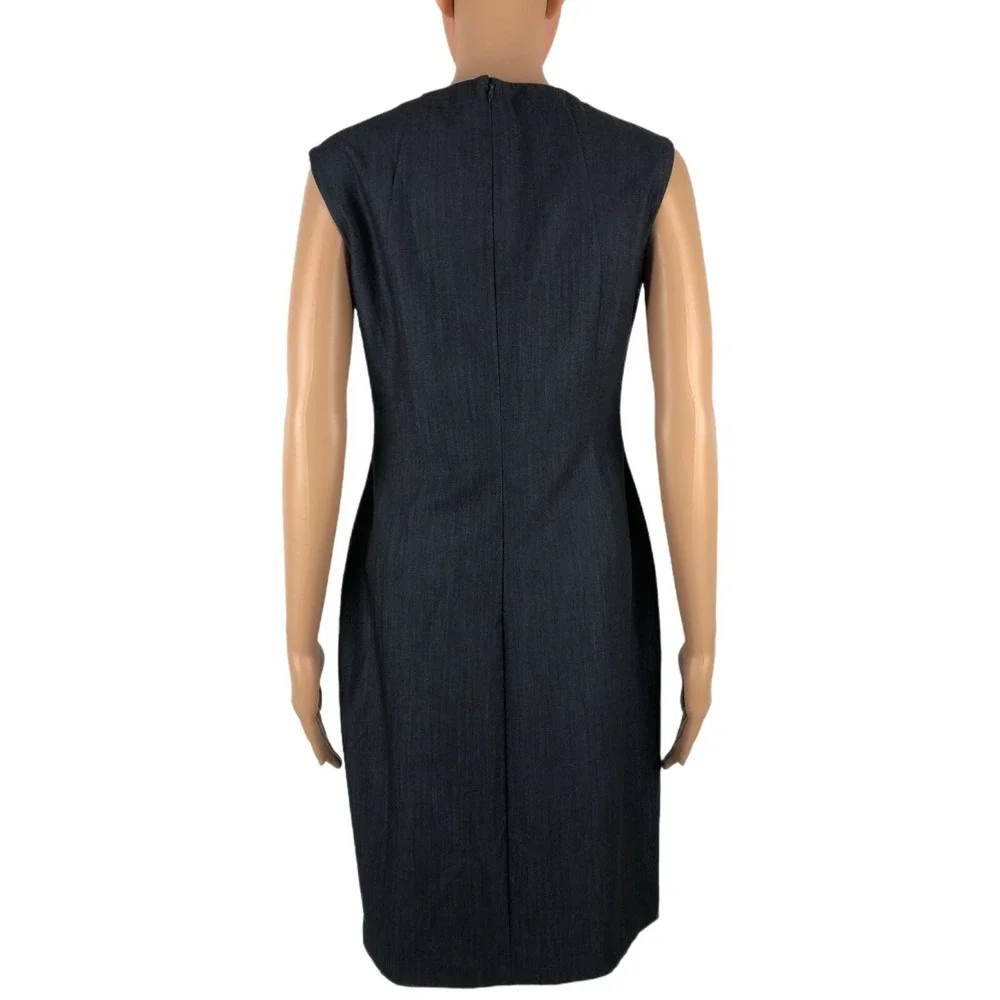 Calvin Klein Womens 4 Dress Blue Sleeveless Sheath Denim Look Stretch EUC